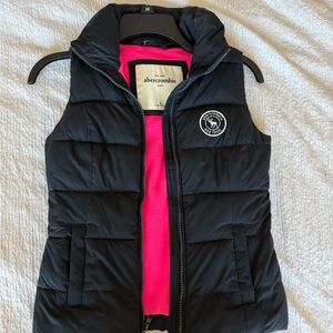 Abercrombie & Fitch Black Vest with Bright Pink Interior